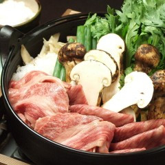 松茸と松阪肉のすき焼