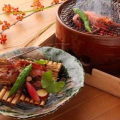 京野菜と伊勢海老の炭焼